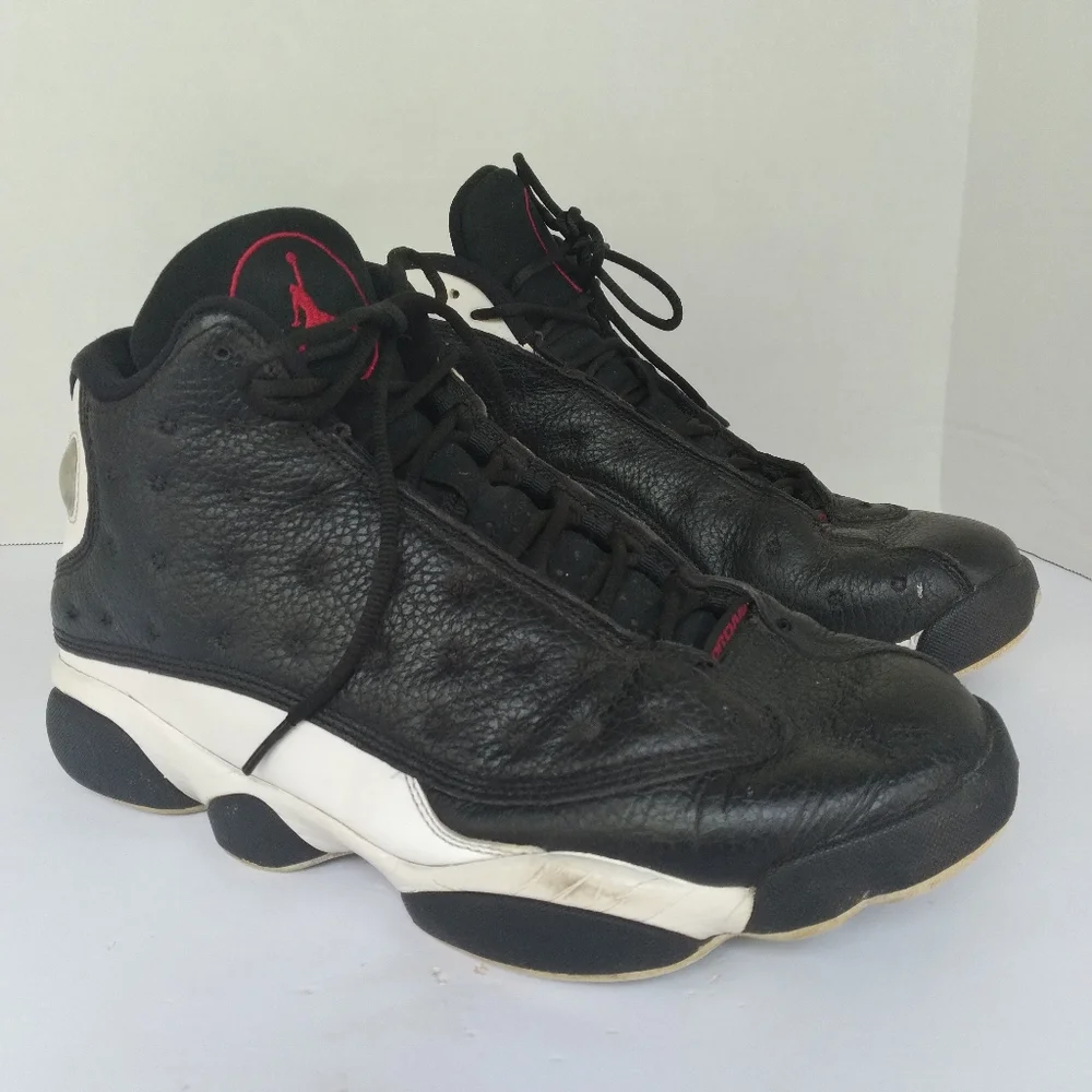 Jordan Basketball Shoes Sneakers Black Red Leather High‎ Top Sneakers Size 9